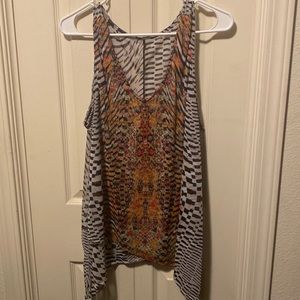 Lane Bryant Women’s Size 18/20 Sheer Sleeveless SharkBite Hem Blouse Multicolor